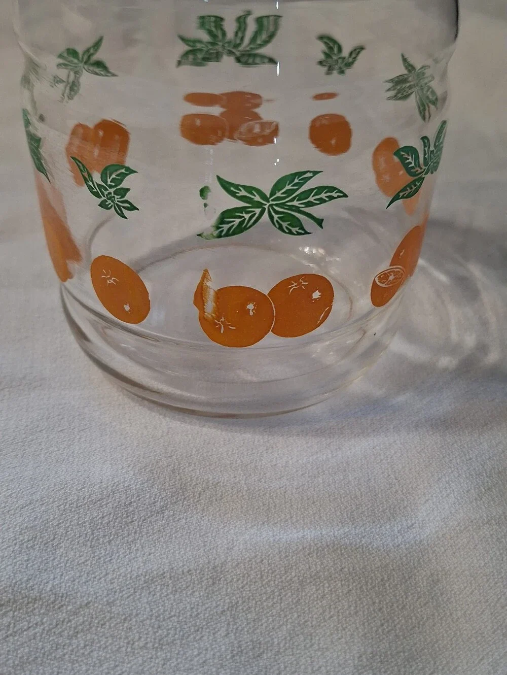 Vintage Anchor Hocking Orange Juice Clear Glass Carafe Jar No Lid
